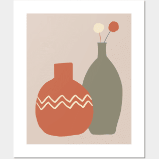 Two Terracotta Vases Organic forms ceramic abstract Posters and Art